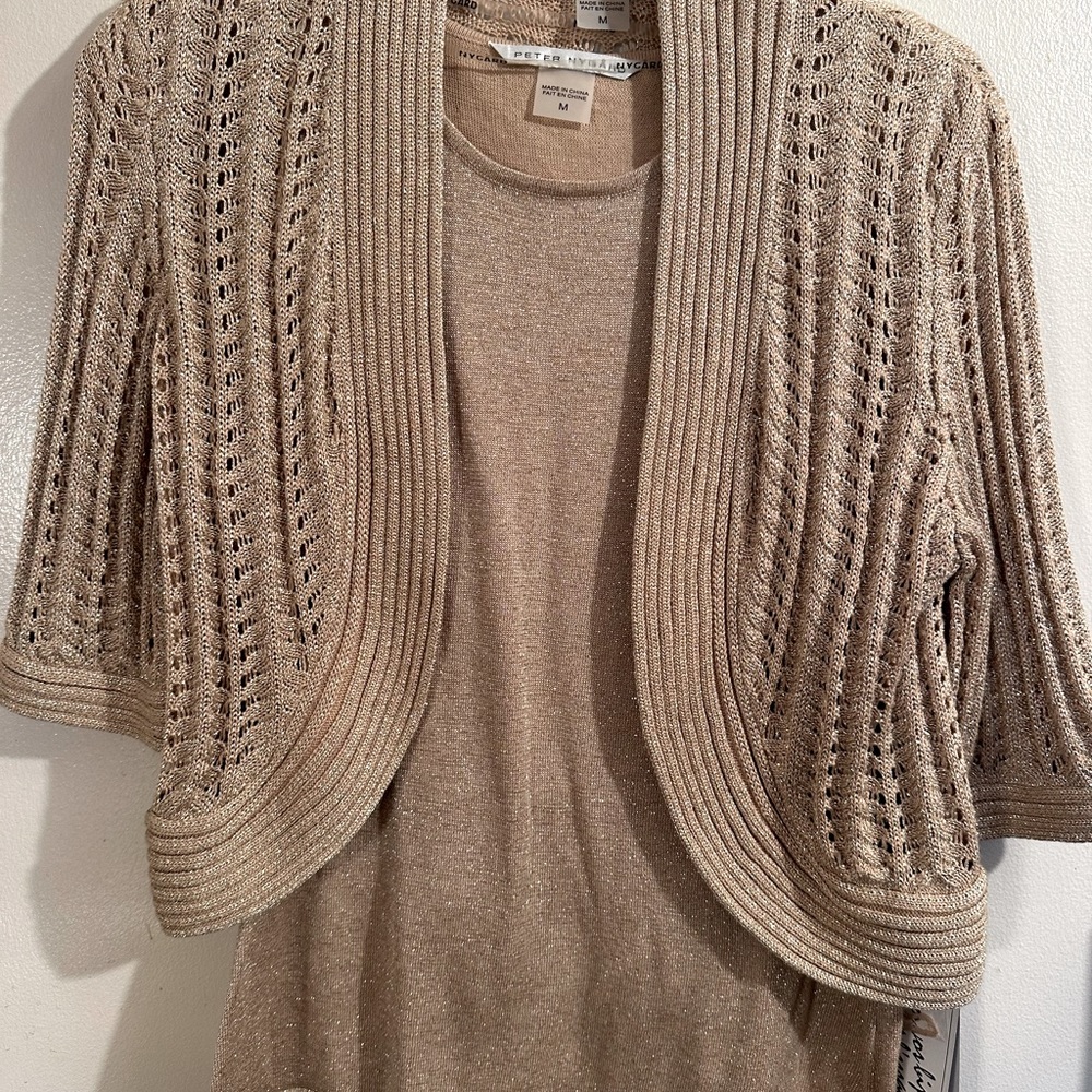 NWT Gold Metallic Shrug Set
